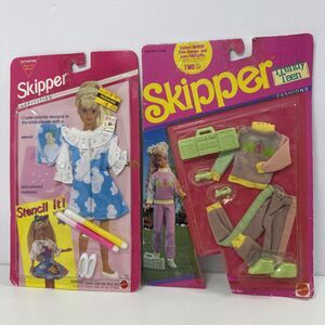 2 Vintage 1990 + 1993 Skipper Trendy Teen Barbie Fashion Outfits #774 + 11603